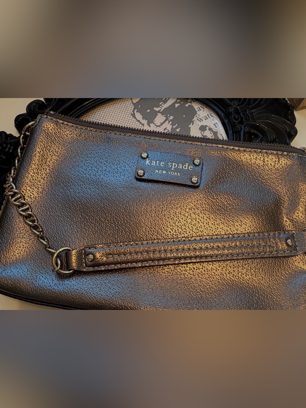 kate spade "Wellesley Byrd" Metallic Leather Clutch Shoulder Bag / Wristlet